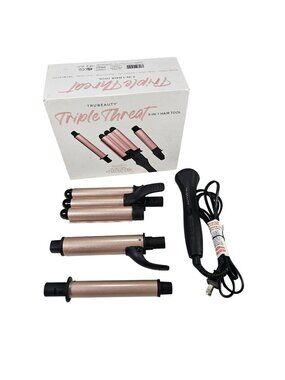 TruBeauty Triple Threat 3-in-1 Curling Iron Wand & Triple-Barrel Waver Tool